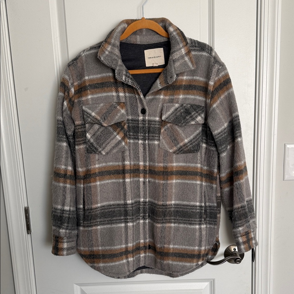 Thread & Supply Kids Plaid Jacket - Gray, Brown, and Tan
